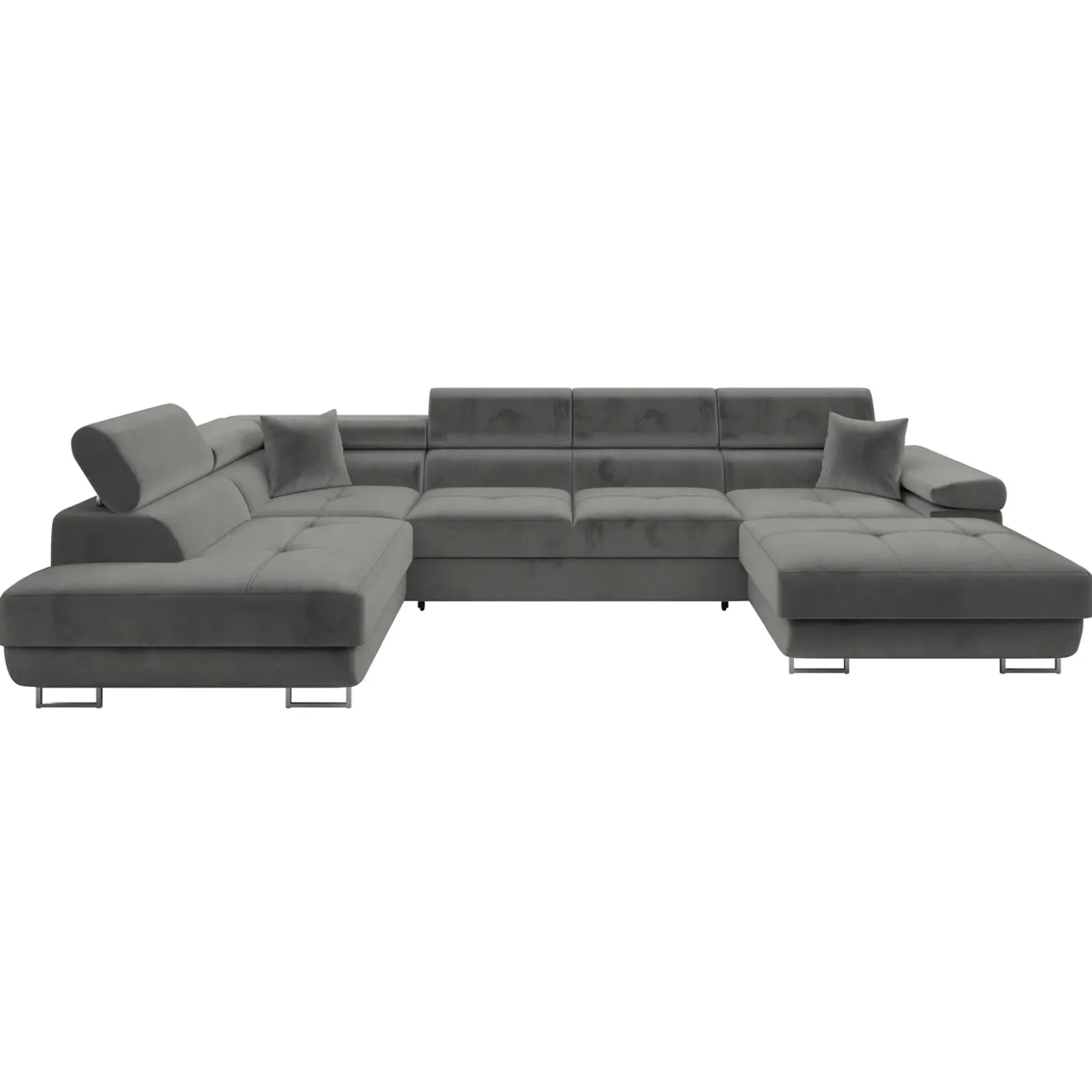 Garnero Arredamenti Divano letto angolare sinistra 5 posti 346x203cm con box contenitore velluto grigio Moirea Tessuto Vellutato Manila Grigio Hot