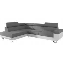 Garnero Arredamenti Divano letto angolare sinistra 3 posti 253x188cm grigio bianco Almese Tessuto Lux Ecopelle Grigio Bianco Sale