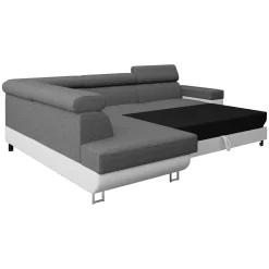 Garnero Arredamenti Divano letto angolare sinistra 3 posti 253x188cm grigio bianco Almese Tessuto Lux Ecopelle Grigio Bianco Sale