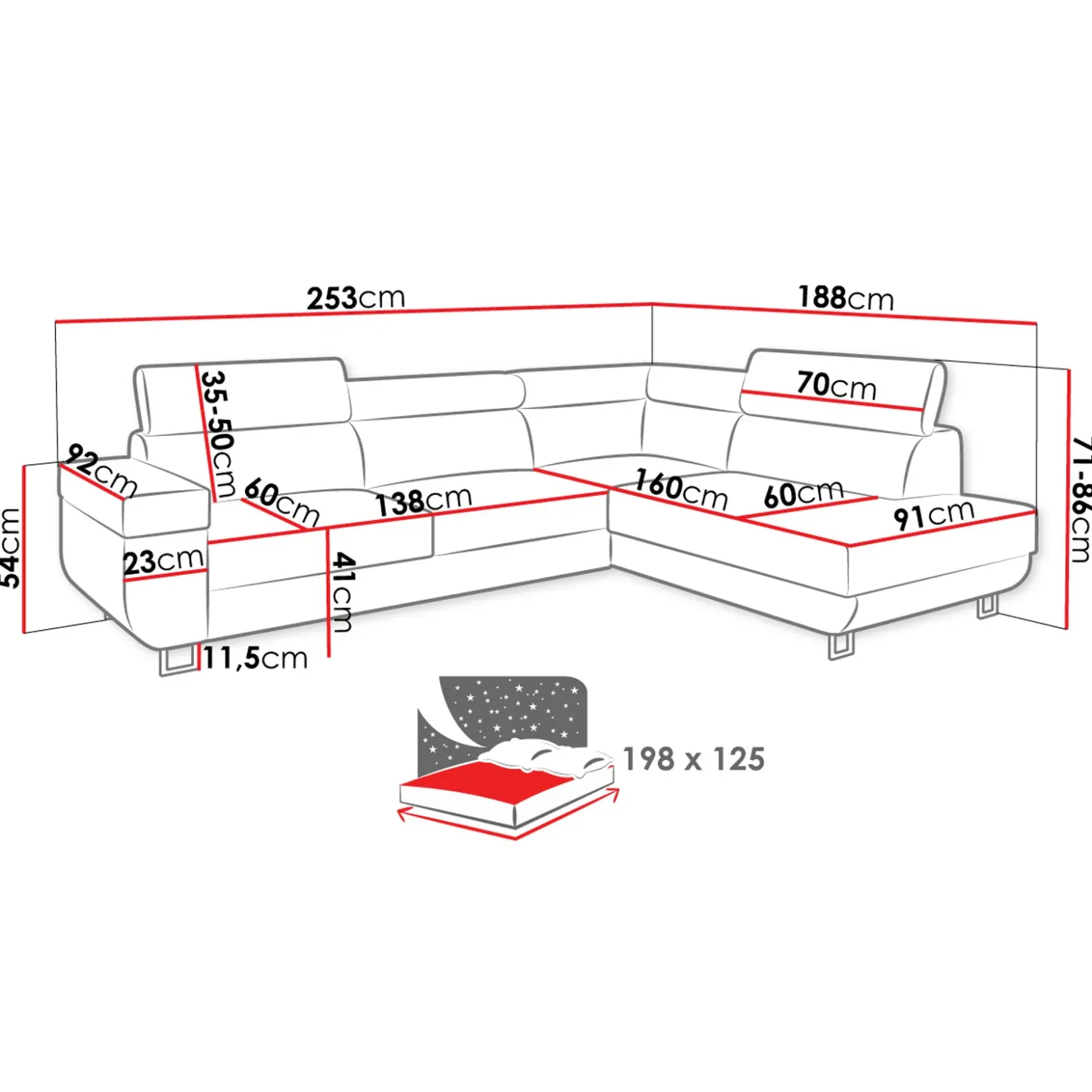 Garnero Arredamenti Divano letto angolare sinistra 3 posti 253x188cm grigio bianco Almese Tessuto Lux Ecopelle Grigio Bianco Sale