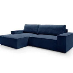 Garnero Arredamenti Divano letto angolare sinistra 3 posti 267x167cm velluto a coste blu Relaxion Velluto a Coste Poso Blu Online