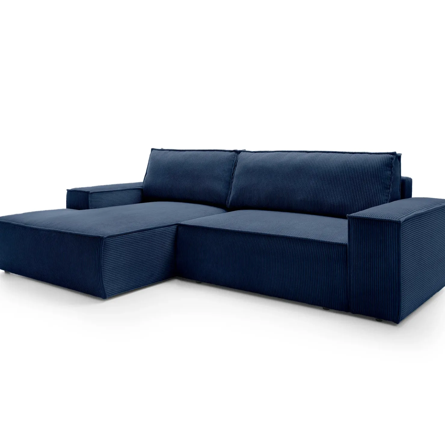Garnero Arredamenti Divano letto angolare sinistra 3 posti 267x167cm velluto a coste blu Relaxion Velluto a Coste Poso Blu Online