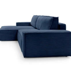 Garnero Arredamenti Divano letto angolare sinistra 3 posti 267x167cm velluto a coste blu Relaxion Velluto a Coste Poso Blu Online