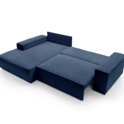 Garnero Arredamenti Divano letto angolare sinistra 3 posti 267x167cm velluto a coste blu Relaxion Velluto a Coste Poso Blu Online