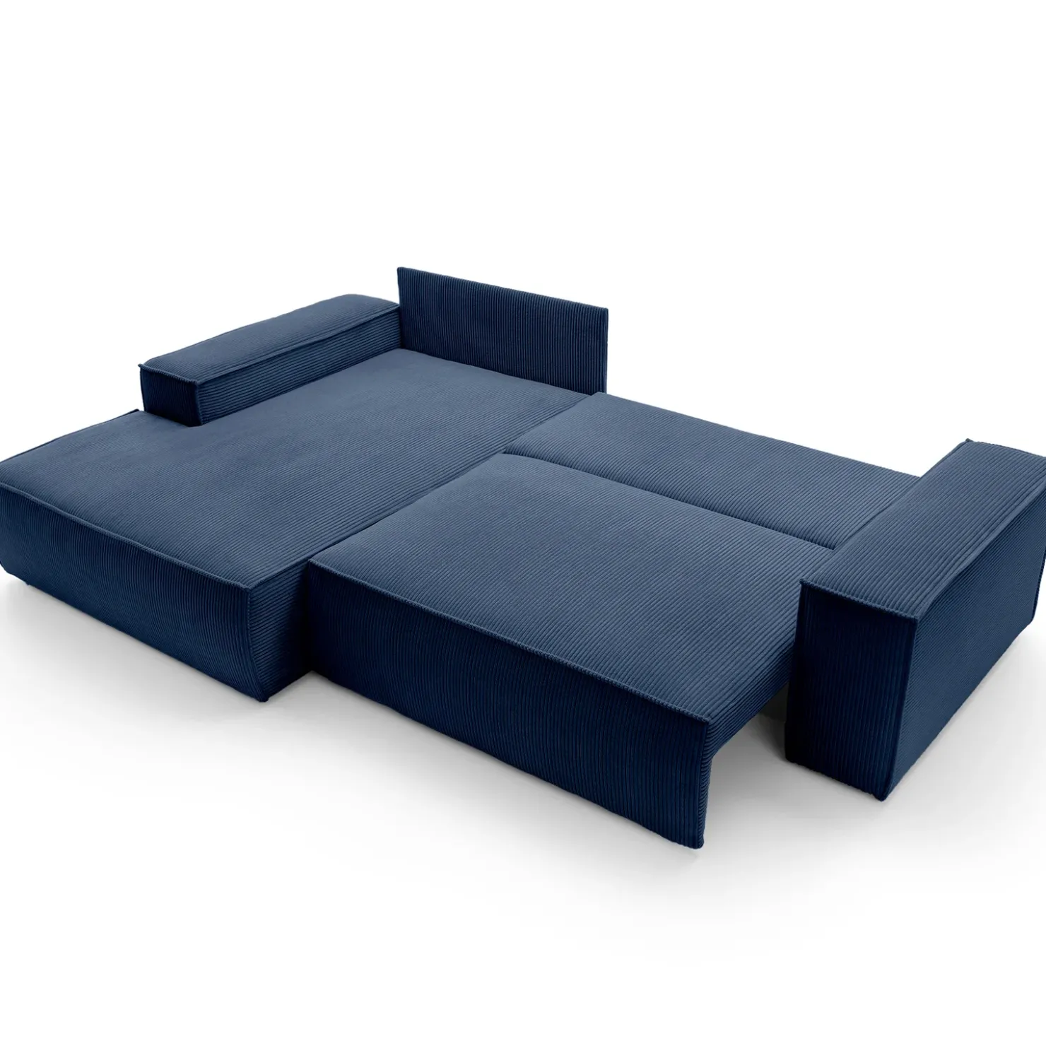 Garnero Arredamenti Divano letto angolare sinistra 3 posti 267x167cm velluto a coste blu Relaxion Velluto a Coste Poso Blu Online