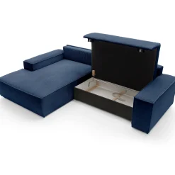 Garnero Arredamenti Divano letto angolare sinistra 3 posti 267x167cm velluto a coste blu Relaxion Velluto a Coste Poso Blu Online