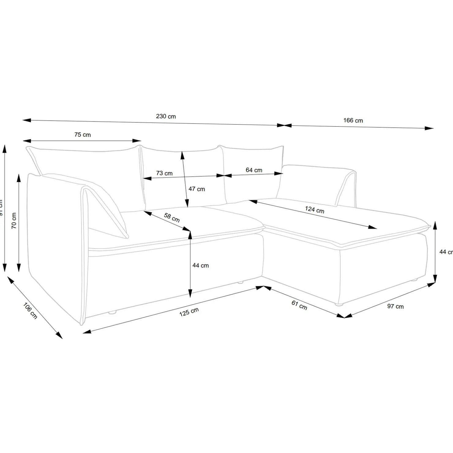 Garnero Arredamenti Divano letto angolare sinistro 3 posti 230x166cm tessuto giallo senape Easeful