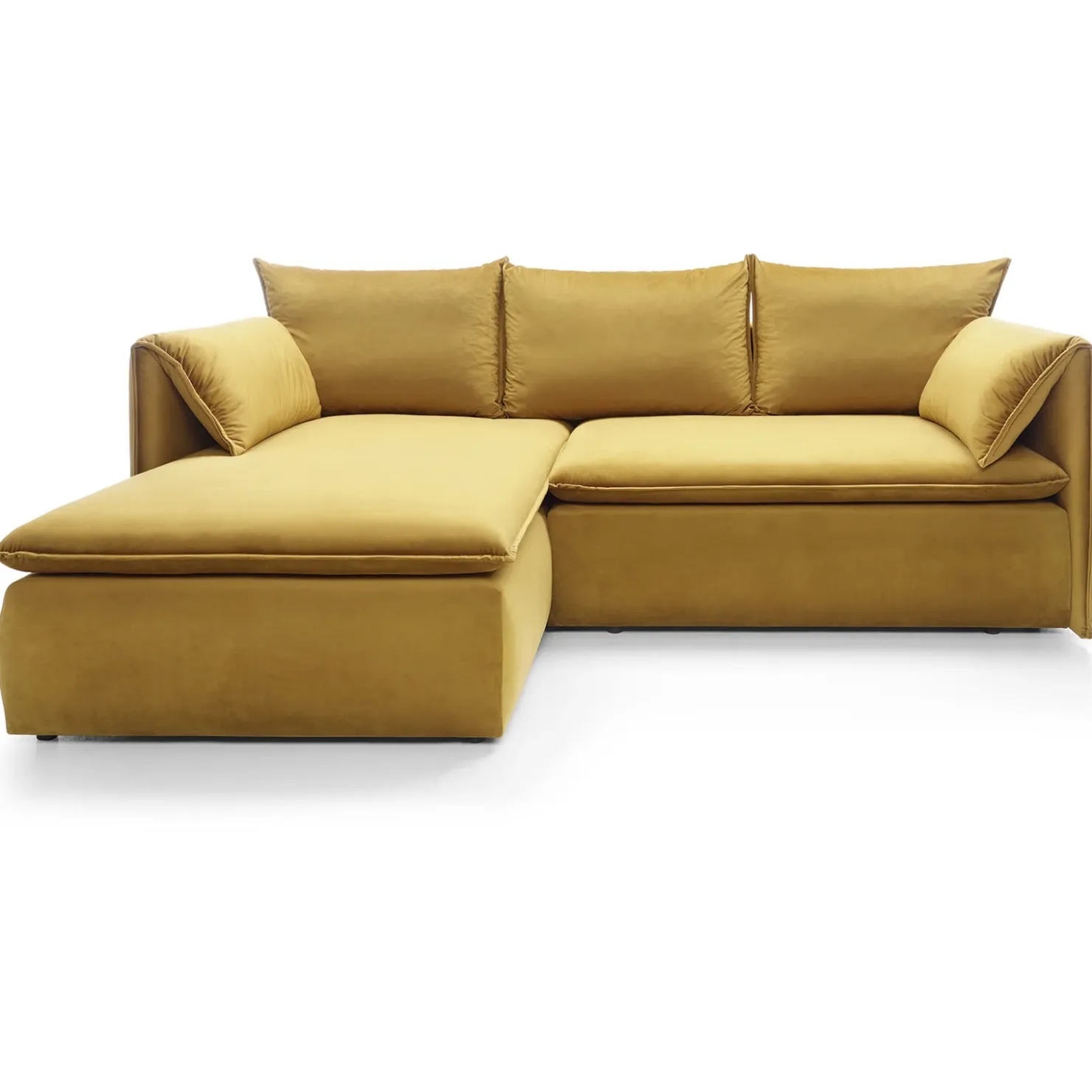 Garnero Arredamenti Divano letto angolare sinistro 3 posti 230x166cm tessuto giallo senape Easeful
