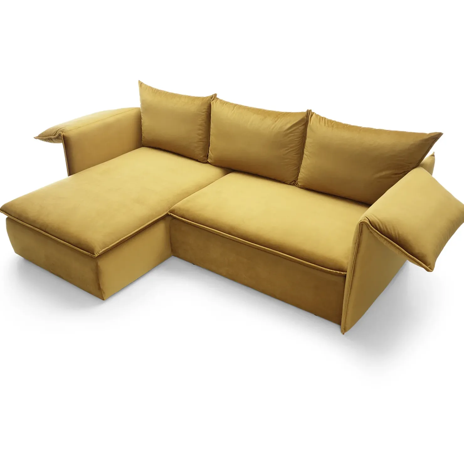 Garnero Arredamenti Divano letto angolare sinistro 3 posti 230x166cm tessuto giallo senape Easeful
