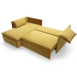 Garnero Arredamenti Divano letto angolare sinistro 3 posti 230x166cm tessuto giallo senape Easeful