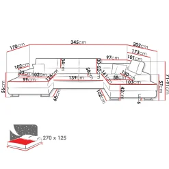 Garnero Arredamenti Divano letto angolare sinistra 5 posti 345x202cm tessuto beige Sloffy Hot