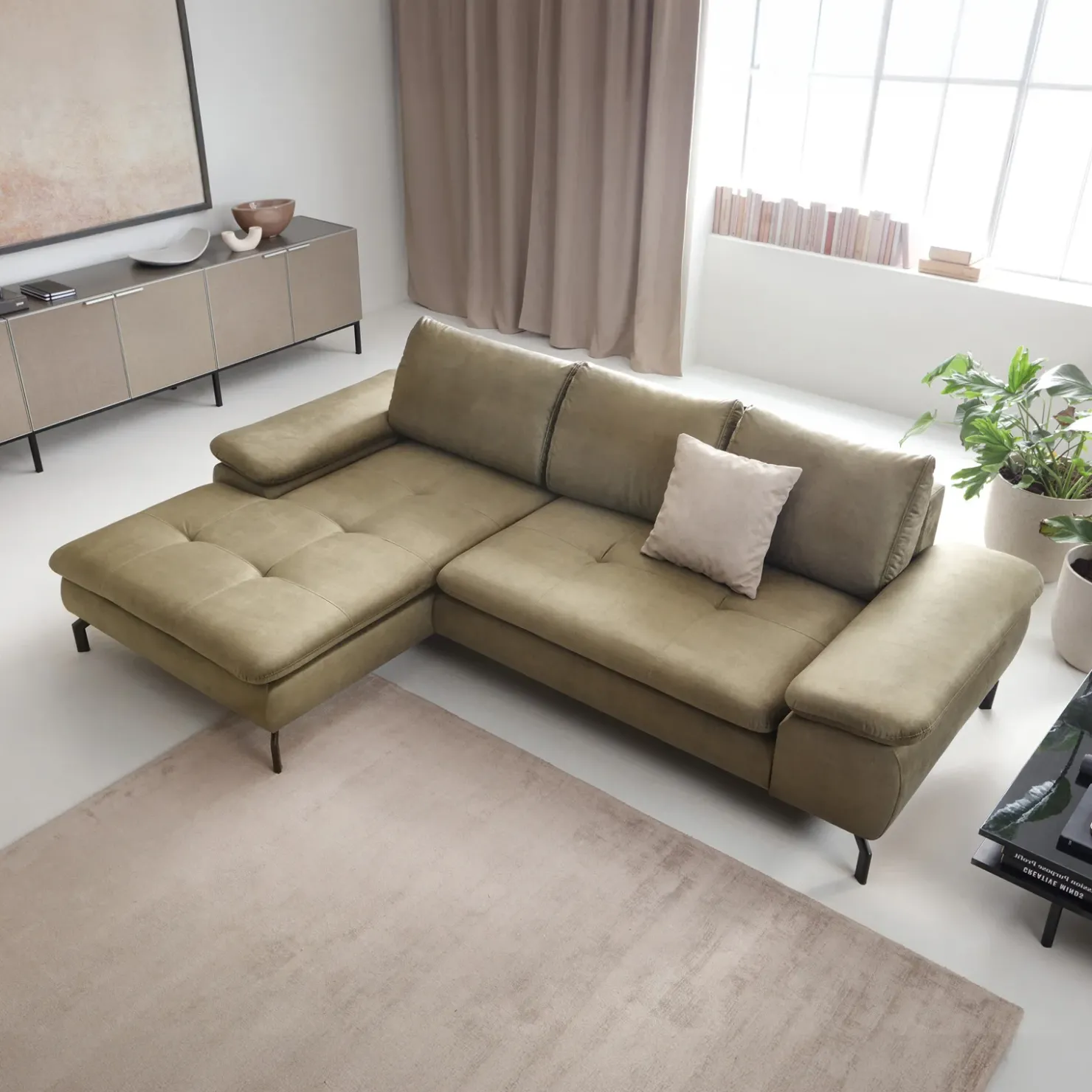 Garnero Arredamenti Divano letto angolare sinistra 3 posti 265x170cm tessuto beige Chillax Online