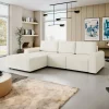 Garnero Arredamenti Divano letto angolare sinistra 3 posti 258x168 cm con contenitore a trama sottile beige Olivon Hot