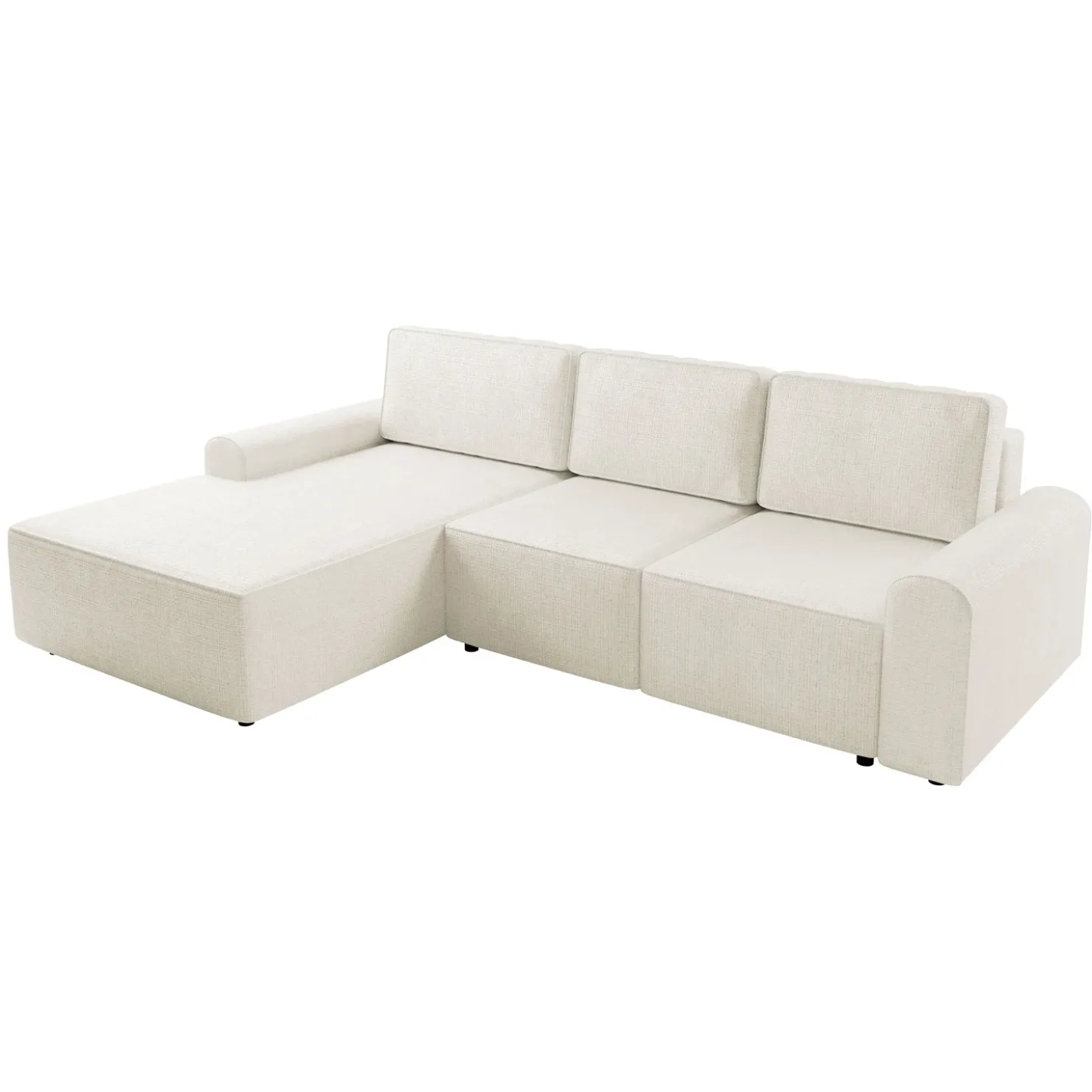 Garnero Arredamenti Divano letto angolare sinistra 3 posti 258x168 cm con contenitore a trama sottile beige Olivon Hot