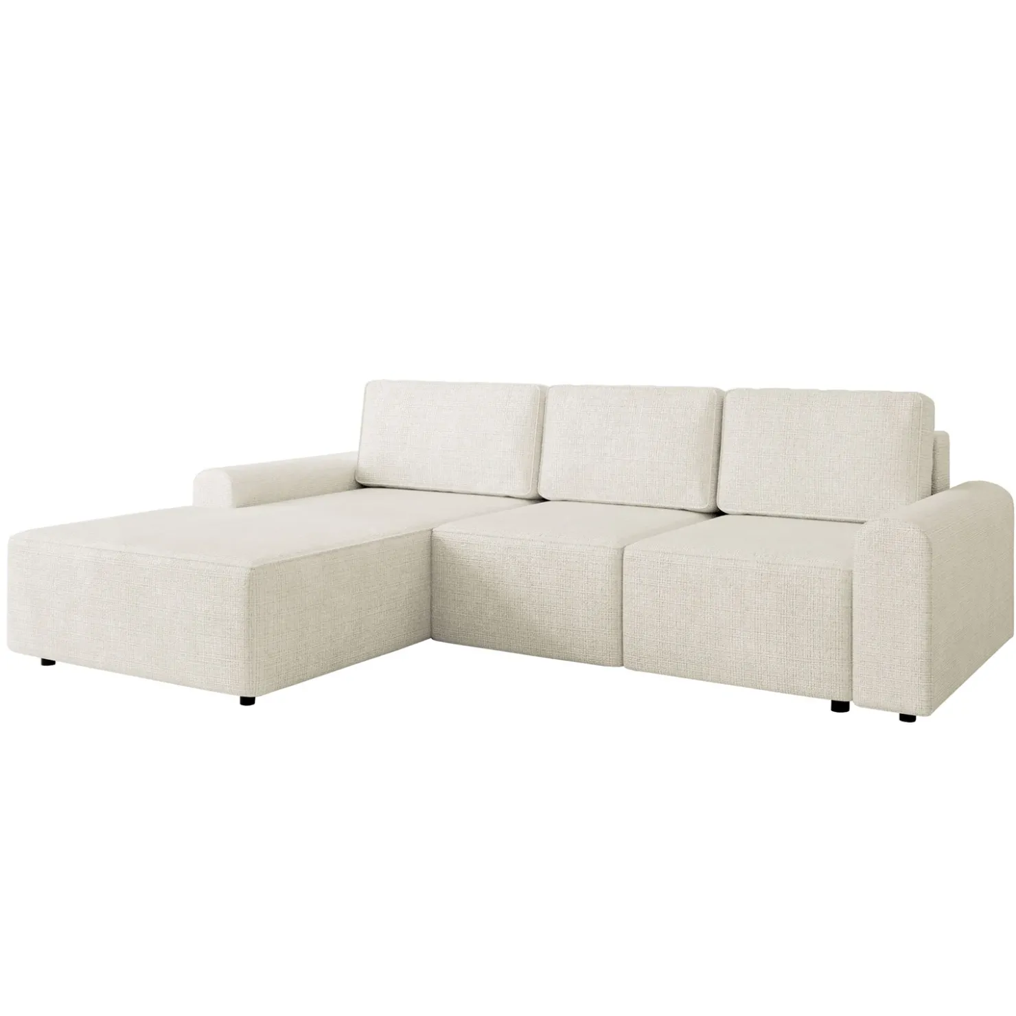 Garnero Arredamenti Divano letto angolare sinistra 3 posti 258x168 cm con contenitore a trama sottile beige Olivon Hot