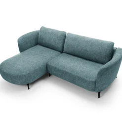 Garnero Arredamenti Divano letto angolare sinistra 3 posti 260x180cm tessuto bouclè azzurro Repose Tessuto Bouclè Blur Azzurro Outlet