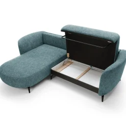 Garnero Arredamenti Divano letto angolare sinistra 3 posti 260x180cm tessuto bouclè azzurro Repose Tessuto Bouclè Blur Azzurro Outlet