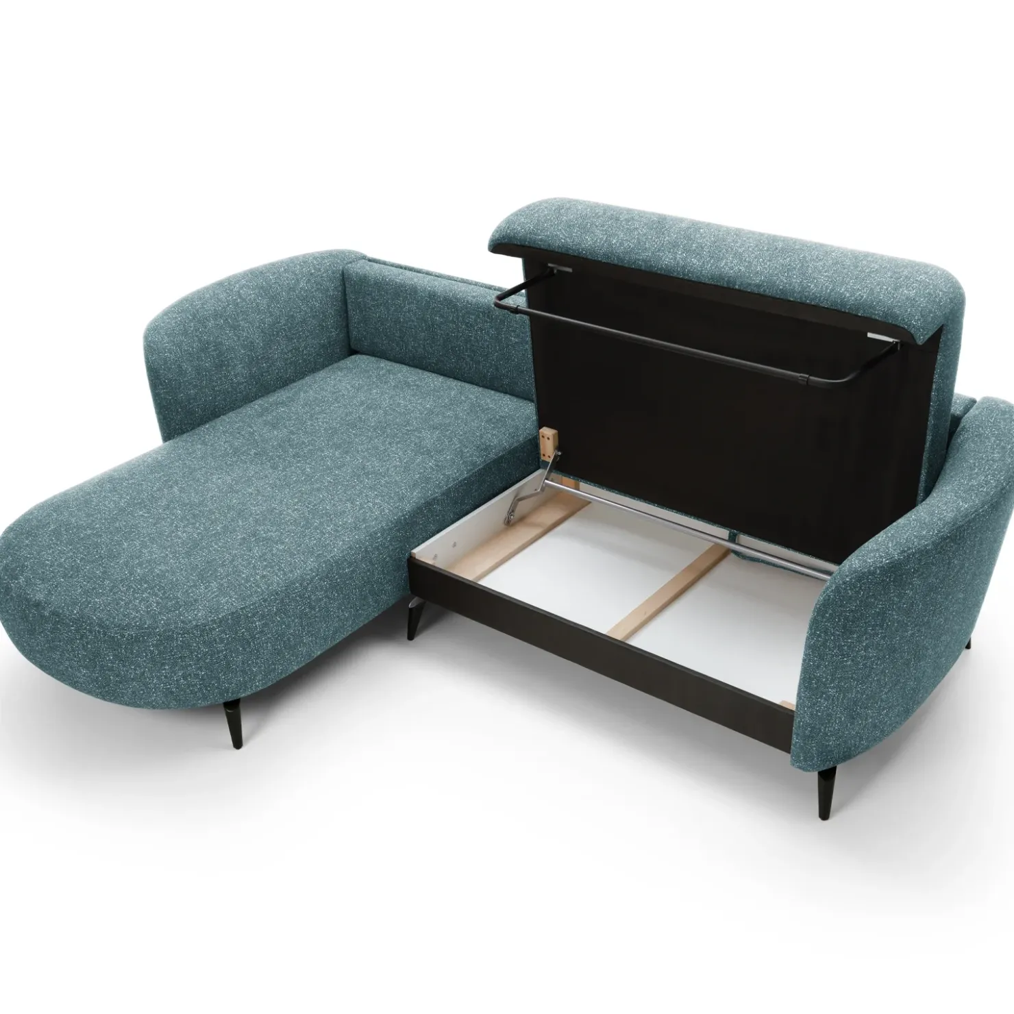 Garnero Arredamenti Divano letto angolare sinistra 3 posti 260x180cm tessuto bouclè azzurro Repose Tessuto Bouclè Blur Azzurro Outlet