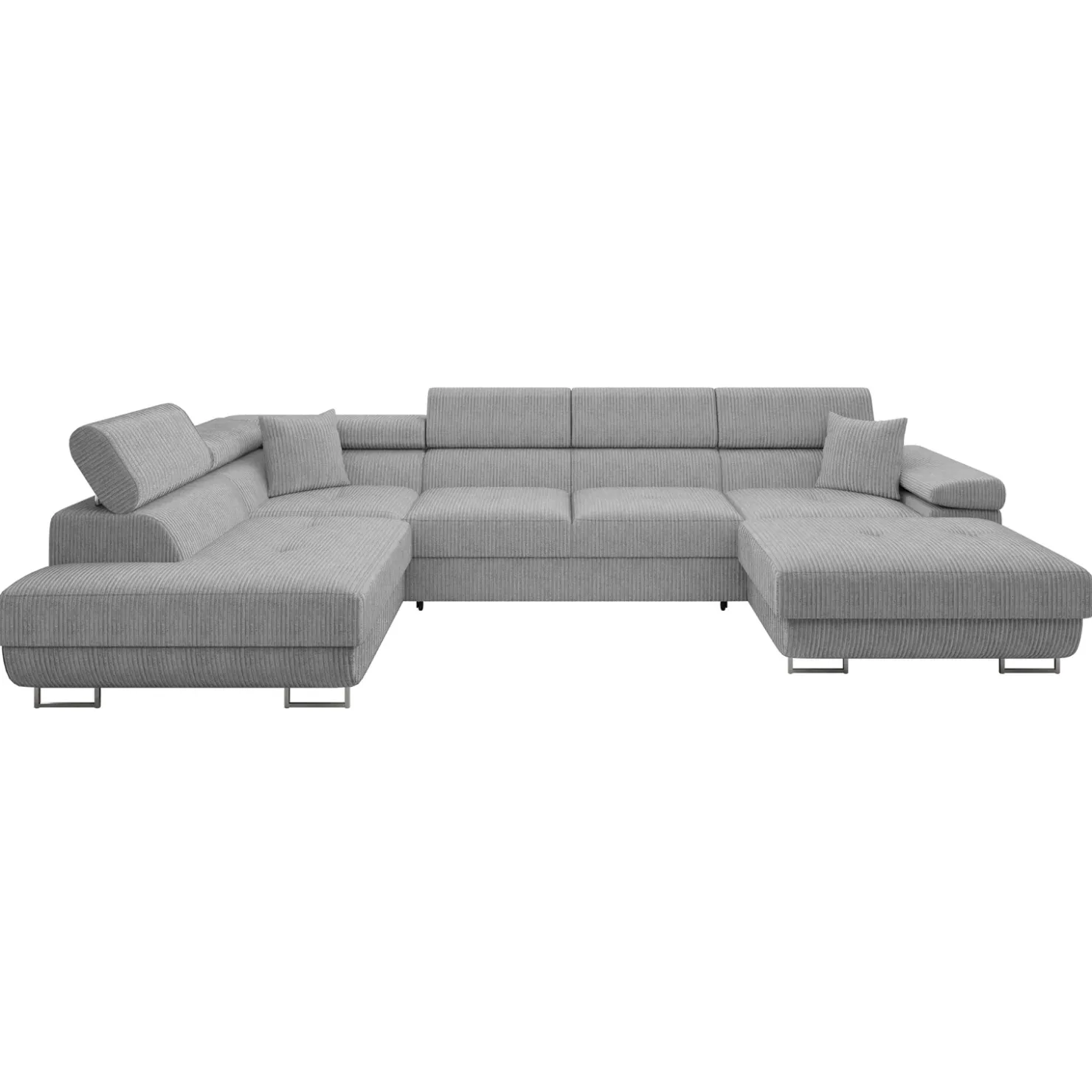 Garnero Arredamenti Divano letto angolare sinistra 5 posti 346x203cm con box contenitore a coste grigio Moirea Velluto a Coste Poso Grigio Hot