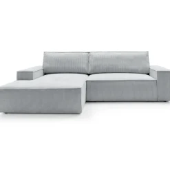 Garnero Arredamenti Divano letto angolare sinistra 3 posti 267x167cm velluto a coste grigio chiaro Relaxion Velluto a Coste Poso Grigio New