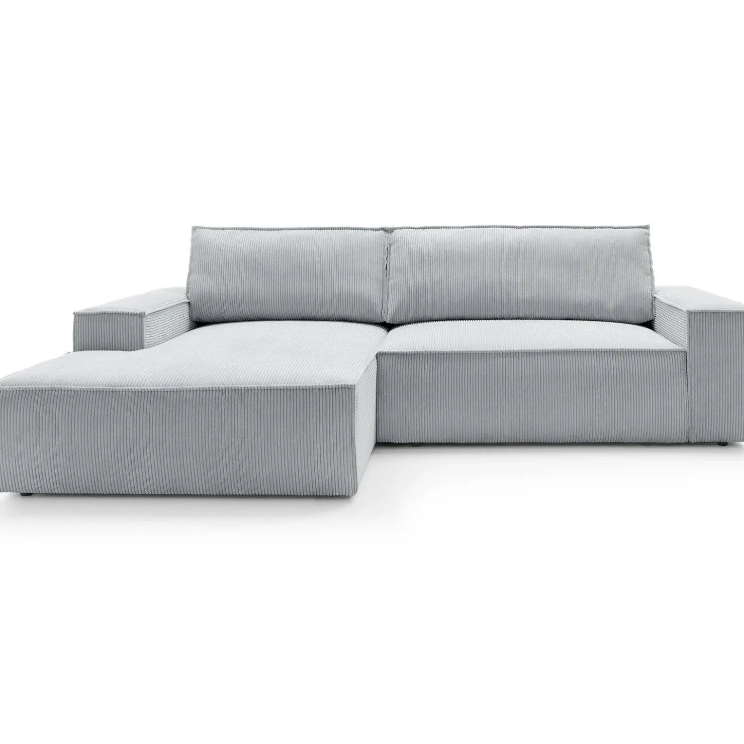 Garnero Arredamenti Divano letto angolare sinistra 3 posti 267x167cm velluto a coste grigio chiaro Relaxion Velluto a Coste Poso Grigio New