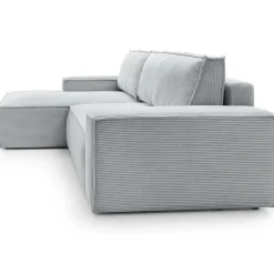 Garnero Arredamenti Divano letto angolare sinistra 3 posti 267x167cm velluto a coste grigio chiaro Relaxion Velluto a Coste Poso Grigio New