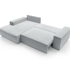 Garnero Arredamenti Divano letto angolare sinistra 3 posti 267x167cm velluto a coste grigio chiaro Relaxion Velluto a Coste Poso Grigio New