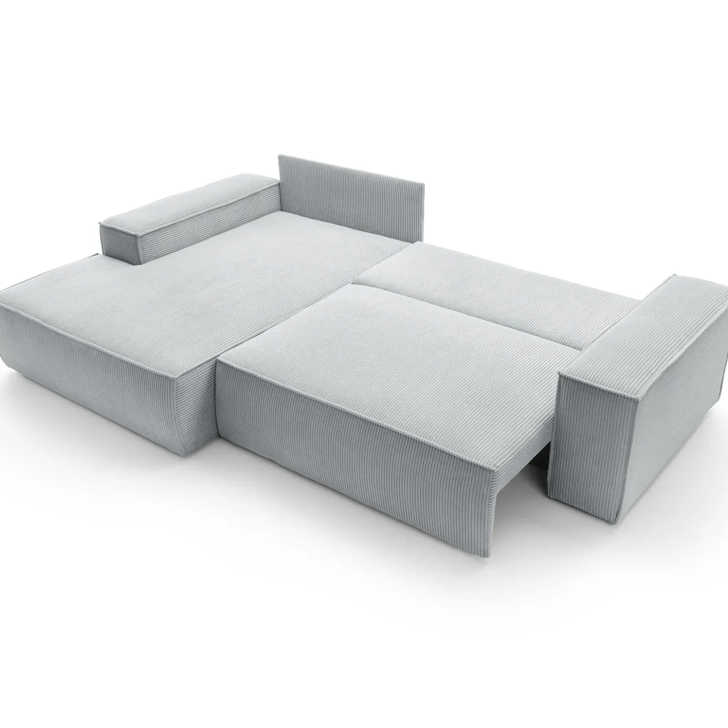 Garnero Arredamenti Divano letto angolare sinistra 3 posti 267x167cm velluto a coste grigio chiaro Relaxion Velluto a Coste Poso Grigio New