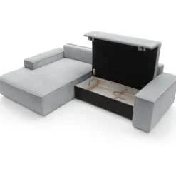 Garnero Arredamenti Divano letto angolare sinistra 3 posti 267x167cm velluto a coste grigio chiaro Relaxion Velluto a Coste Poso Grigio New