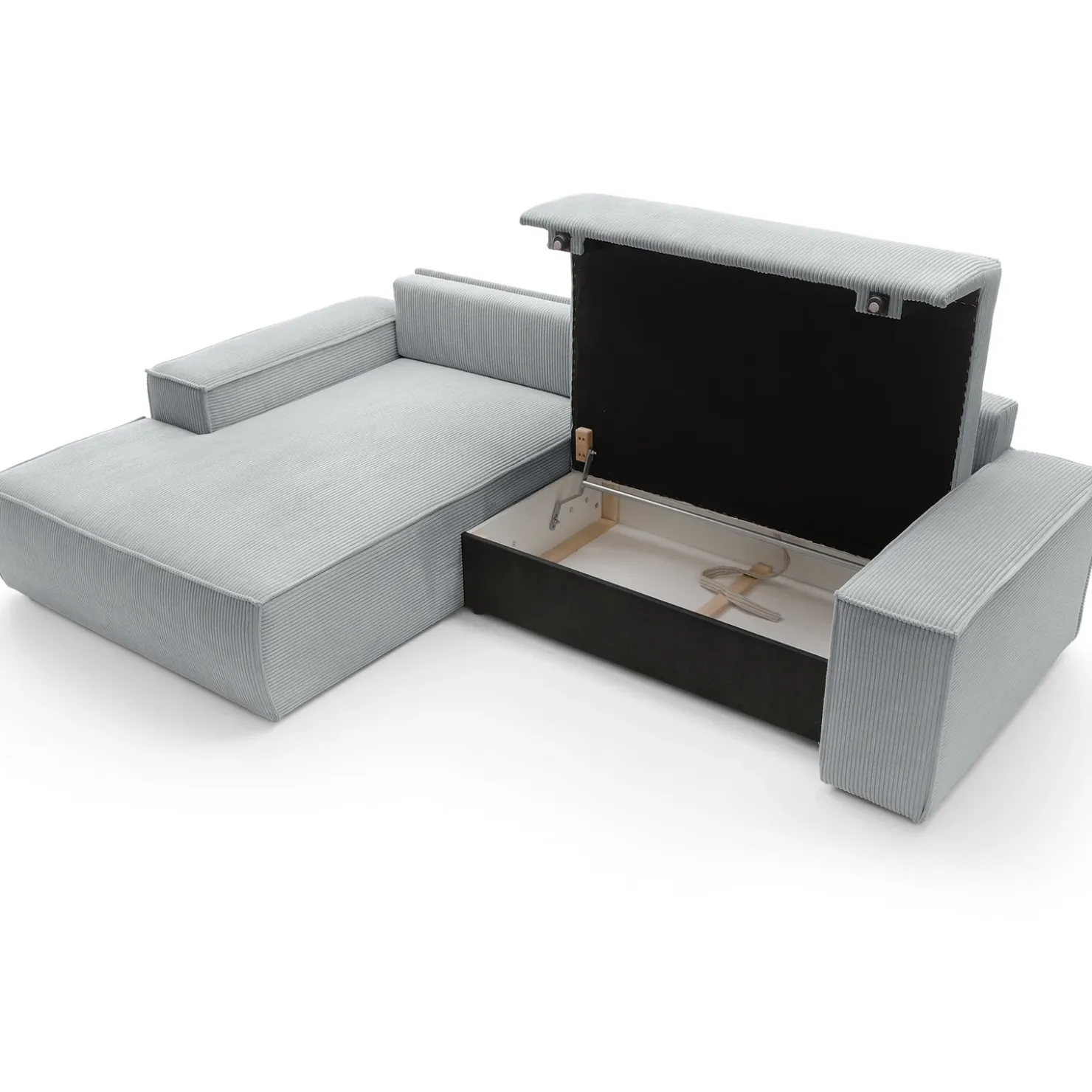 Garnero Arredamenti Divano letto angolare sinistra 3 posti 267x167cm velluto a coste grigio chiaro Relaxion Velluto a Coste Poso Grigio New