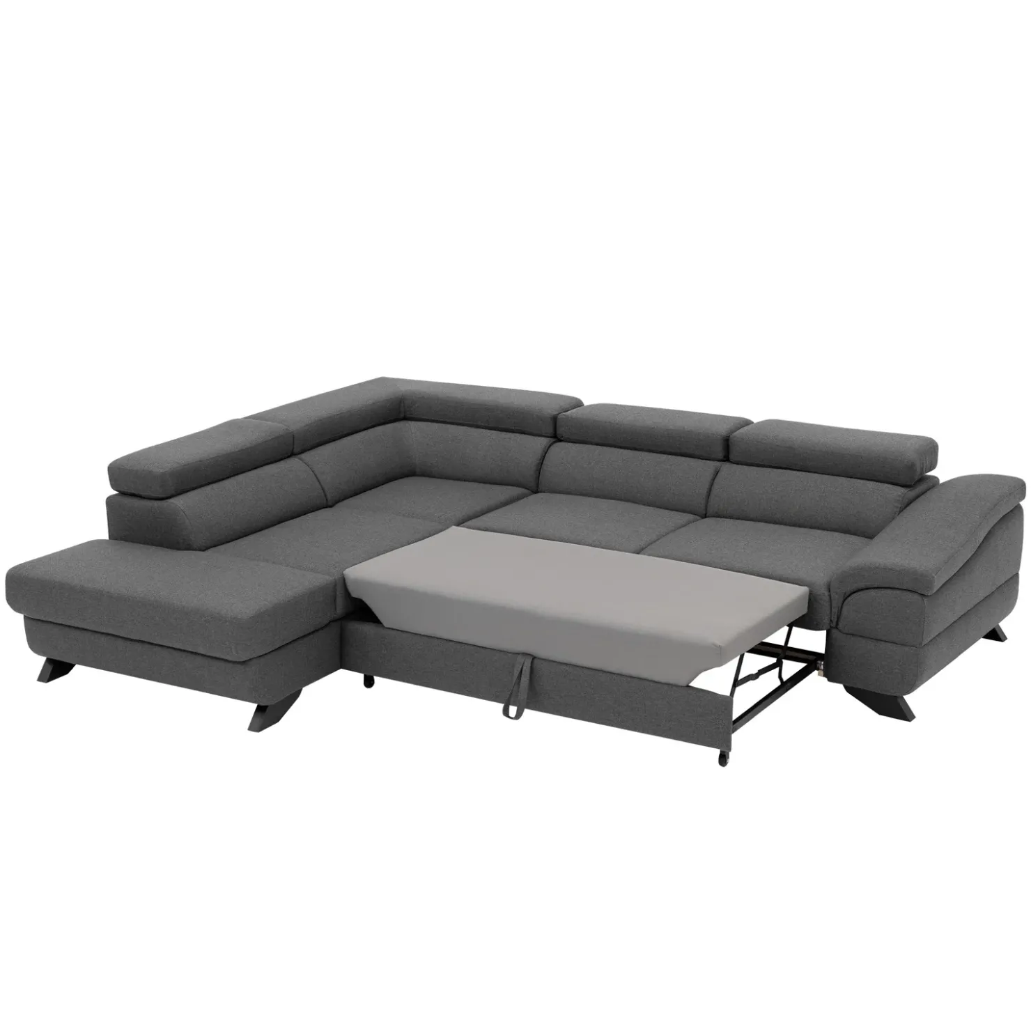Garnero Arredamenti Divano letto angolare sinistro 5 posti 272x219cm tessuto antracite Lumma Hot
