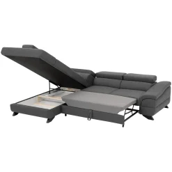 Garnero Arredamenti Divano letto angolare sinistro 5 posti 272x219cm tessuto antracite Lumma Hot