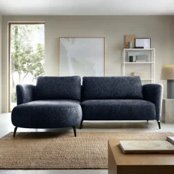 Garnero Arredamenti Divano letto angolare sinistra 3 posti 260x180cm tessuto bouclè blu Repose Tessuto Bouclè Blur Blu Best