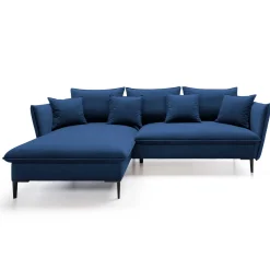 Garnero Arredamenti Divano letto angolare sinistro 3 posti 258x167cm tessuto blu Lushify Tessuto Riviera Vellutato Blu