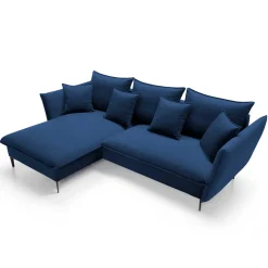 Garnero Arredamenti Divano letto angolare sinistro 3 posti 258x167cm tessuto blu Lushify Tessuto Riviera Vellutato Blu
