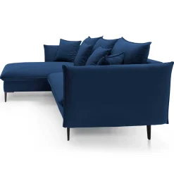 Garnero Arredamenti Divano letto angolare sinistro 3 posti 258x167cm tessuto blu Lushify Tessuto Riviera Vellutato Blu
