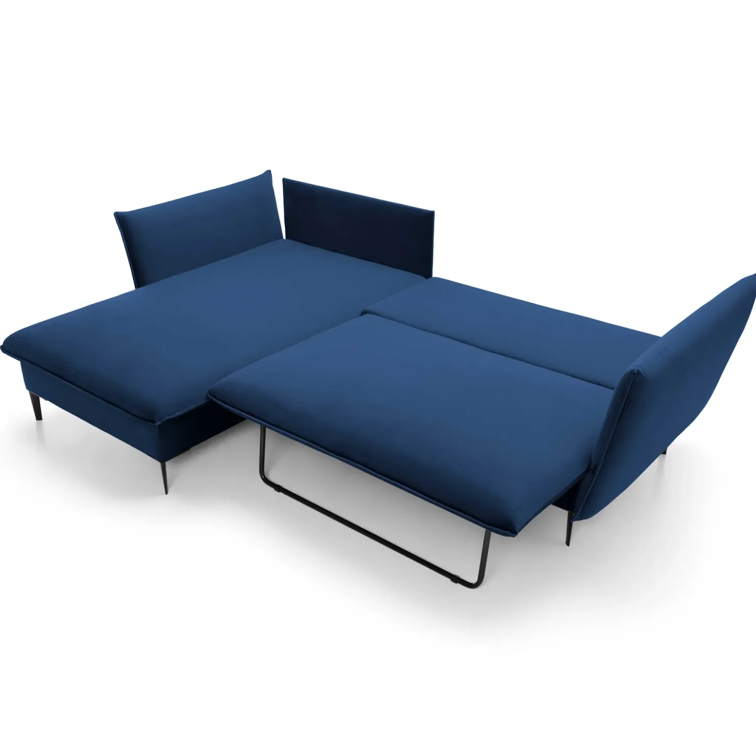 Garnero Arredamenti Divano letto angolare sinistro 3 posti 258x167cm tessuto blu Lushify Tessuto Riviera Vellutato Blu