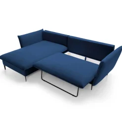 Garnero Arredamenti Divano letto angolare sinistro 3 posti 258x167cm tessuto blu Lushify Tessuto Riviera Vellutato Blu