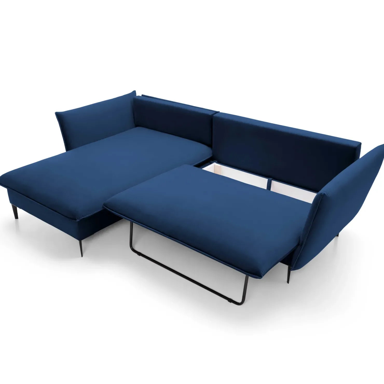 Garnero Arredamenti Divano letto angolare sinistro 3 posti 258x167cm tessuto blu Lushify Tessuto Riviera Vellutato Blu