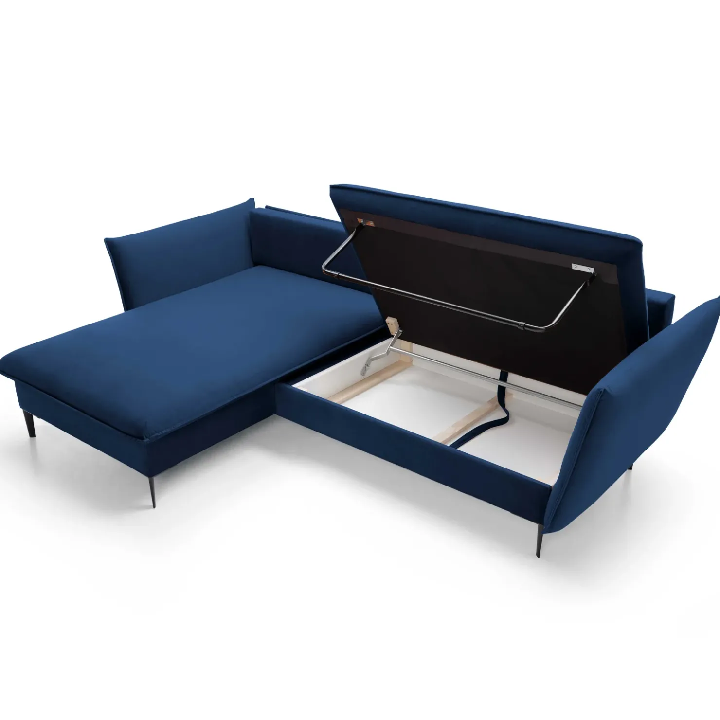 Garnero Arredamenti Divano letto angolare sinistro 3 posti 258x167cm tessuto blu Lushify Tessuto Riviera Vellutato Blu