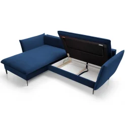Garnero Arredamenti Divano letto angolare sinistro 3 posti 258x167cm tessuto blu Lushify Tessuto Riviera Vellutato Blu