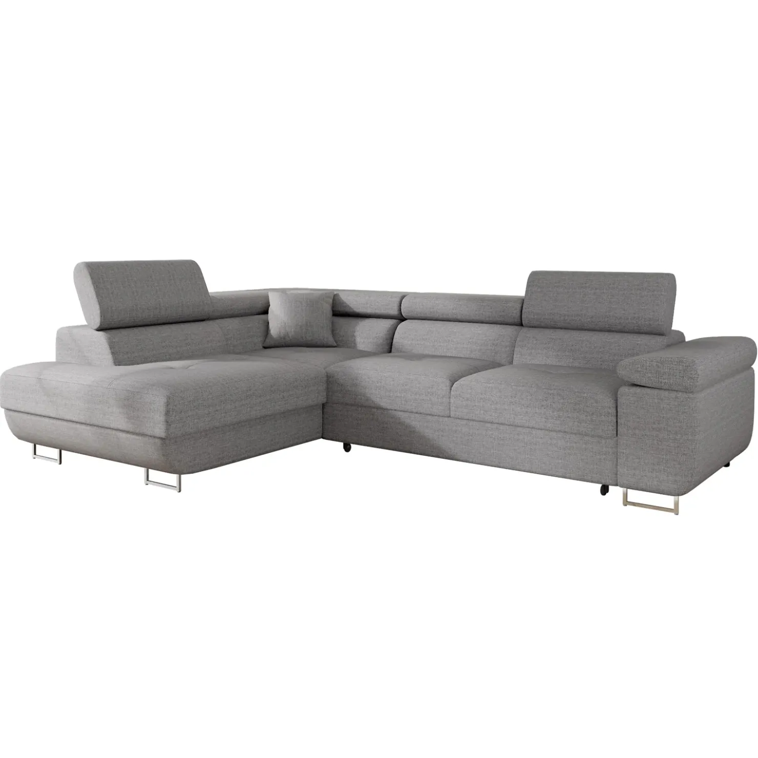 Garnero Arredamenti Divano letto angolare sinistra 4 posti 274x203cm imbottito grigio Bormio Tessuto Treccia Fine Grigio Discount