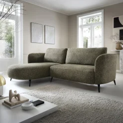 Garnero Arredamenti Divano letto angolare sinistra 3 posti 260x180cm tessuto bouclè verde Repose Tessuto Bouclè Blur Verdone New