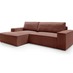 Garnero Arredamenti Divano letto angolare sinistra 3 posti 267x167cm velluto a coste rosa Relaxion Velluto a Coste Poso Rosa