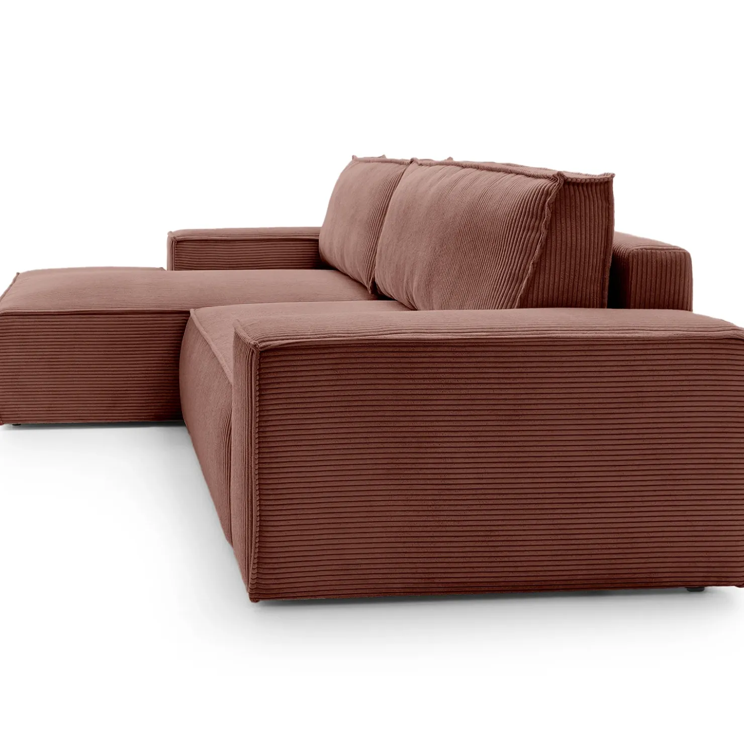 Garnero Arredamenti Divano letto angolare sinistra 3 posti 267x167cm velluto a coste rosa Relaxion Velluto a Coste Poso Rosa