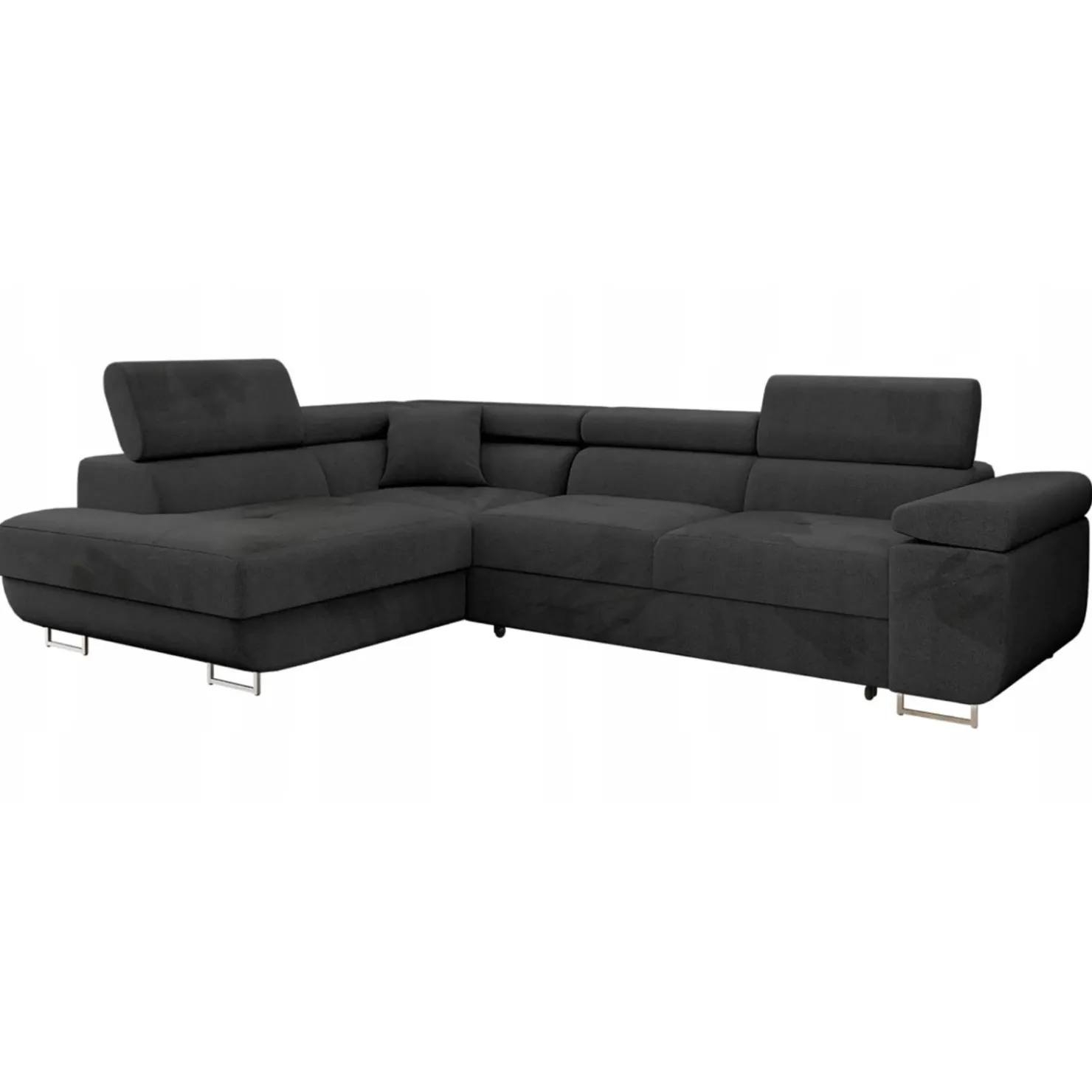 Garnero Arredamenti Divano letto angolare sinistra imbottito 274x203cm nero Bormio Tessuto Vellutato Manila Nero Discount