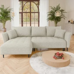 Garnero Arredamenti Divano letto angolare sinistro 3 posti 276x158cm tessuto tortora Angle Tessuto Peluche Onega Tortora Sale