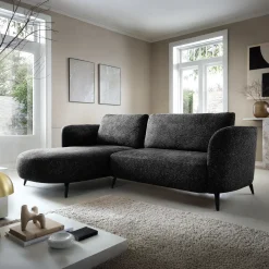 Garnero Arredamenti Divano letto angolare sinistra 3 posti 260x180cm tessuto bouclè antracite Repose Tessuto Bouclè Blur Antracite Outlet