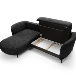 Garnero Arredamenti Divano letto angolare sinistra 3 posti 260x180cm tessuto bouclè antracite Repose Tessuto Bouclè Blur Antracite Outlet