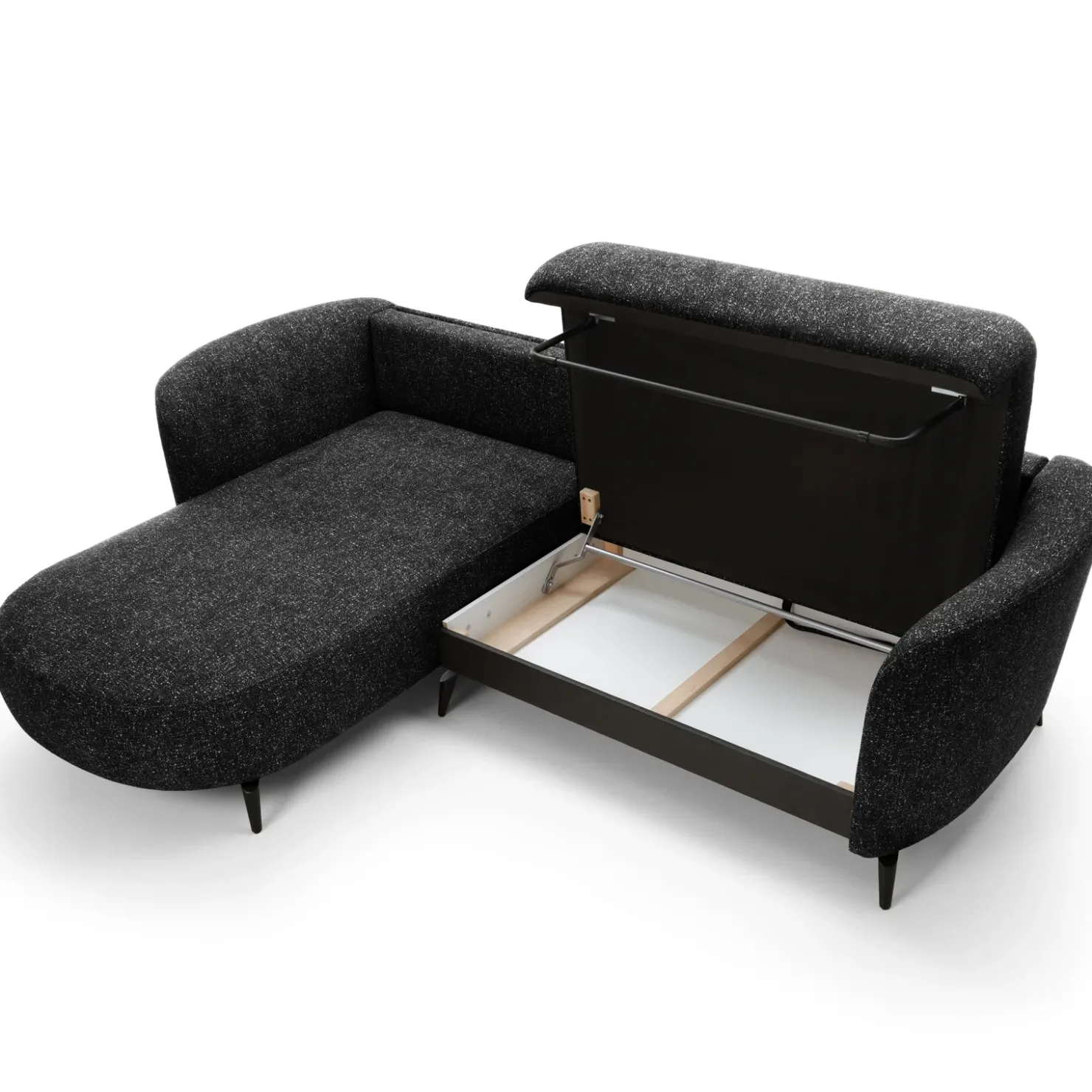 Garnero Arredamenti Divano letto angolare sinistra 3 posti 260x180cm tessuto bouclè antracite Repose Tessuto Bouclè Blur Antracite Outlet